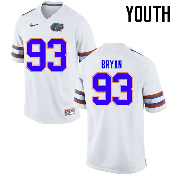 Florida Gators Youth #93 Taven Bryan College Football Jersey White